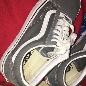 Grey and white vans size 8 in men and size 9.5 in womens